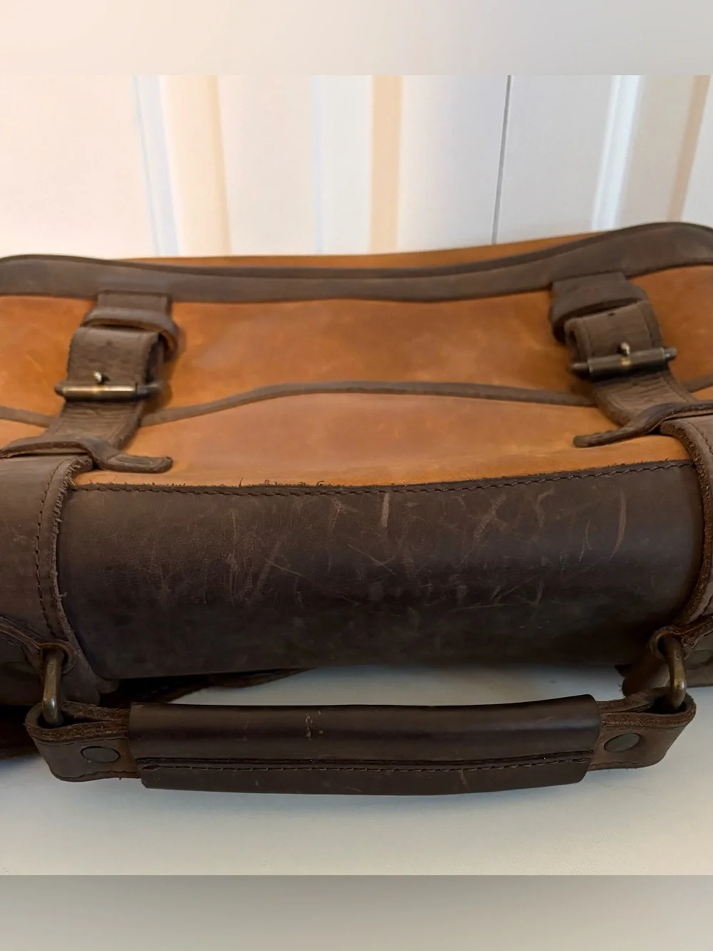 BUFFALO JACKSON TRADING CO. Men’s Roosevelt Leather Briefcase/Messenger Bag EUC